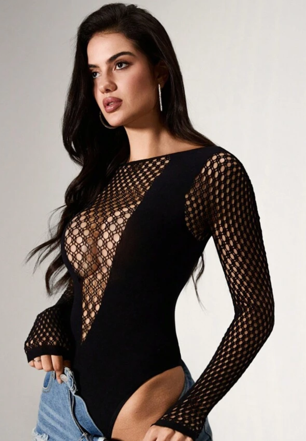 Black mesh bodysuit