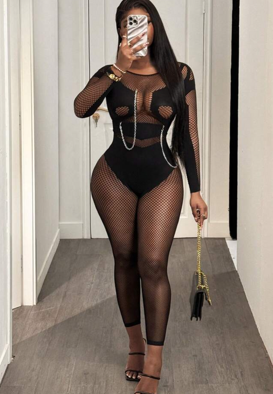 Black Chain one piece jumpsuit