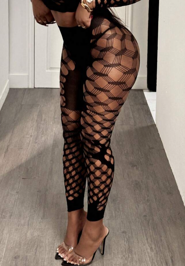 Black mesh leggings