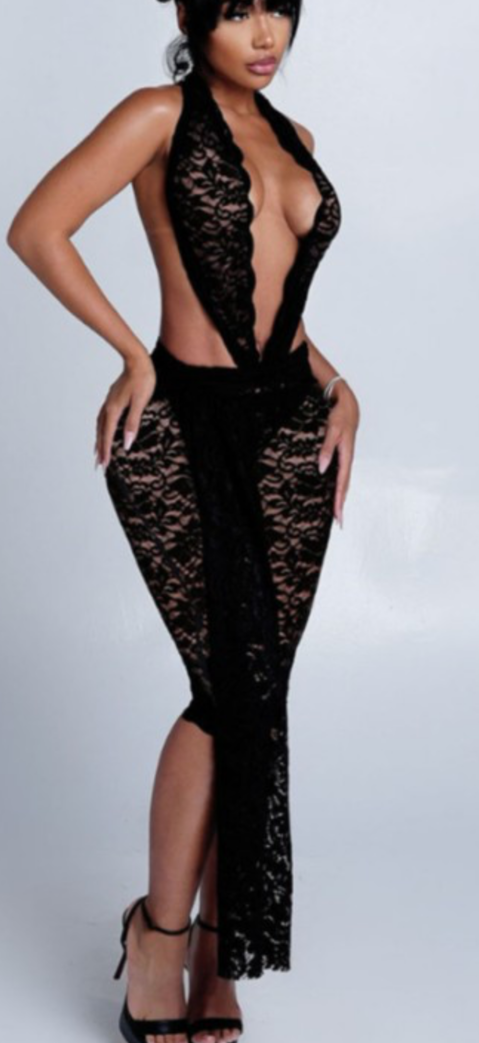 Lace cross tie jumpsuit
