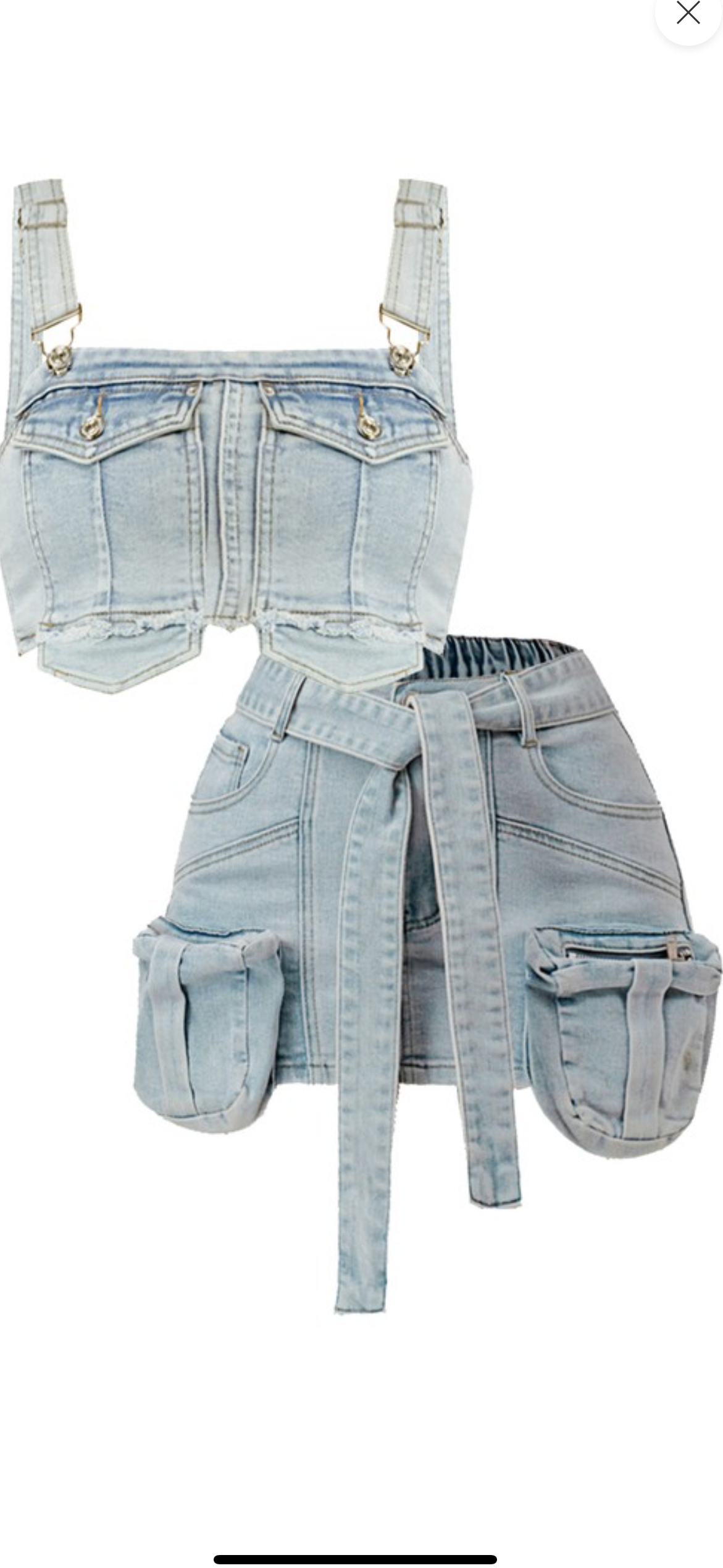 2 piece blue Jean skirt set